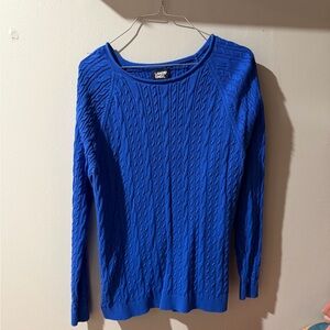 Lands' End Women's Vibrant Blue Cable Knit Sweater